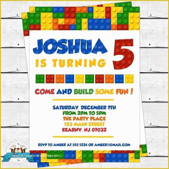 Lego Invitation Template Free Download Of Colorful Blocks Birthday Party Invitation Lego