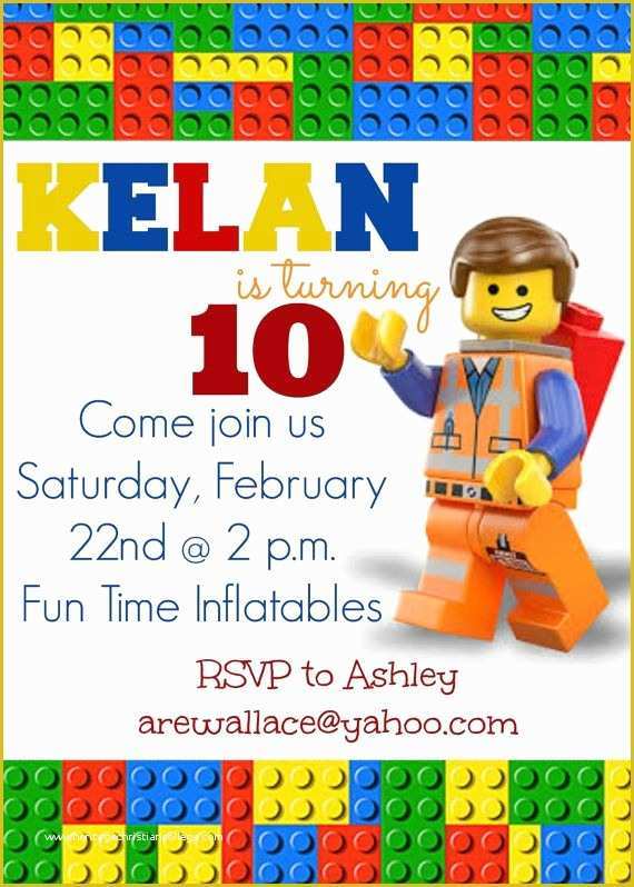 Lego Invitation Template Free Download Of Lego Movie Party Invitation by socialbutterflies98 On Etsy