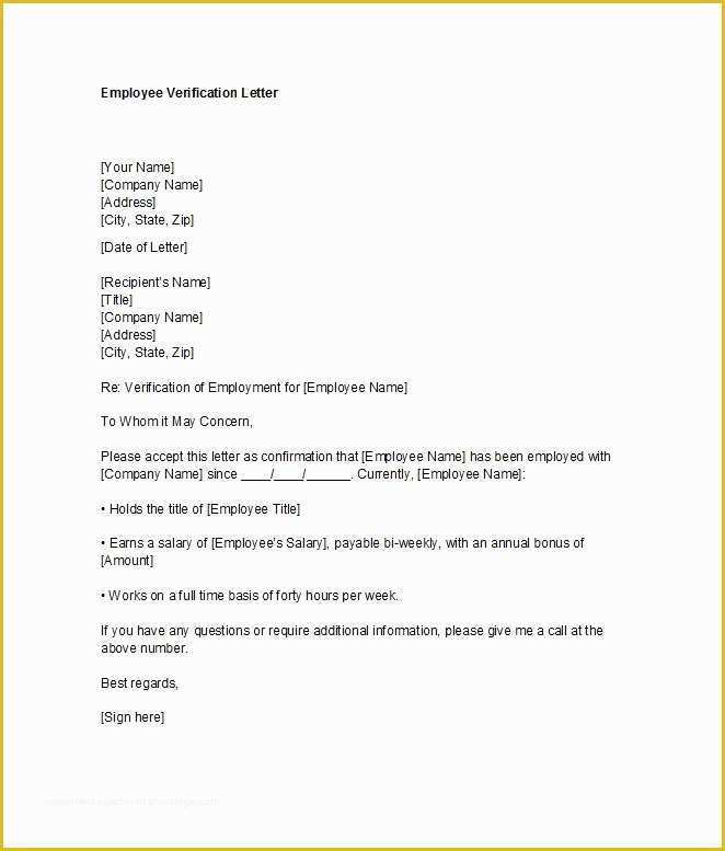 Letter Confirming Employment Free Template Of 40 Proof Of Employment Letters Verification forms &amp; Samples