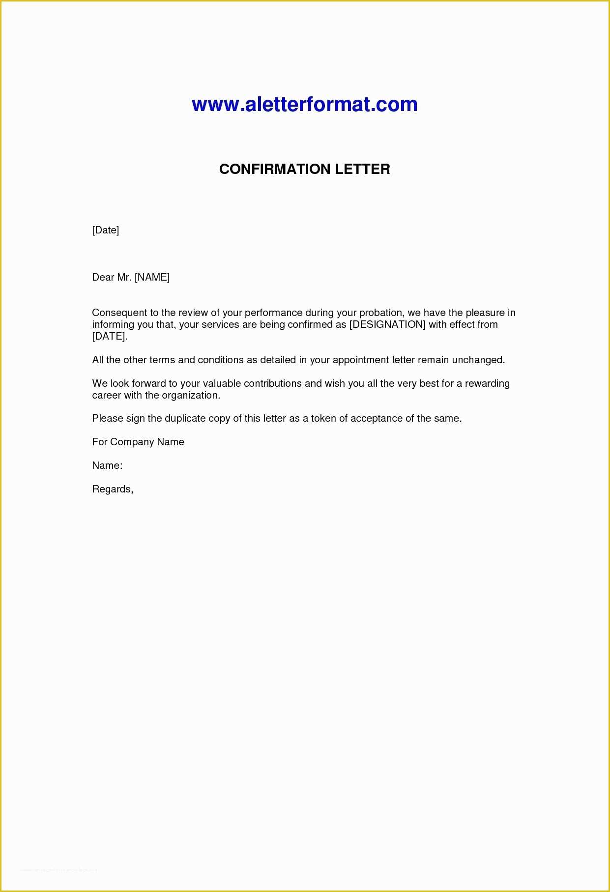 Letter Confirming Employment Free Template Of Employment Confirmation Letter Template Doc Examples