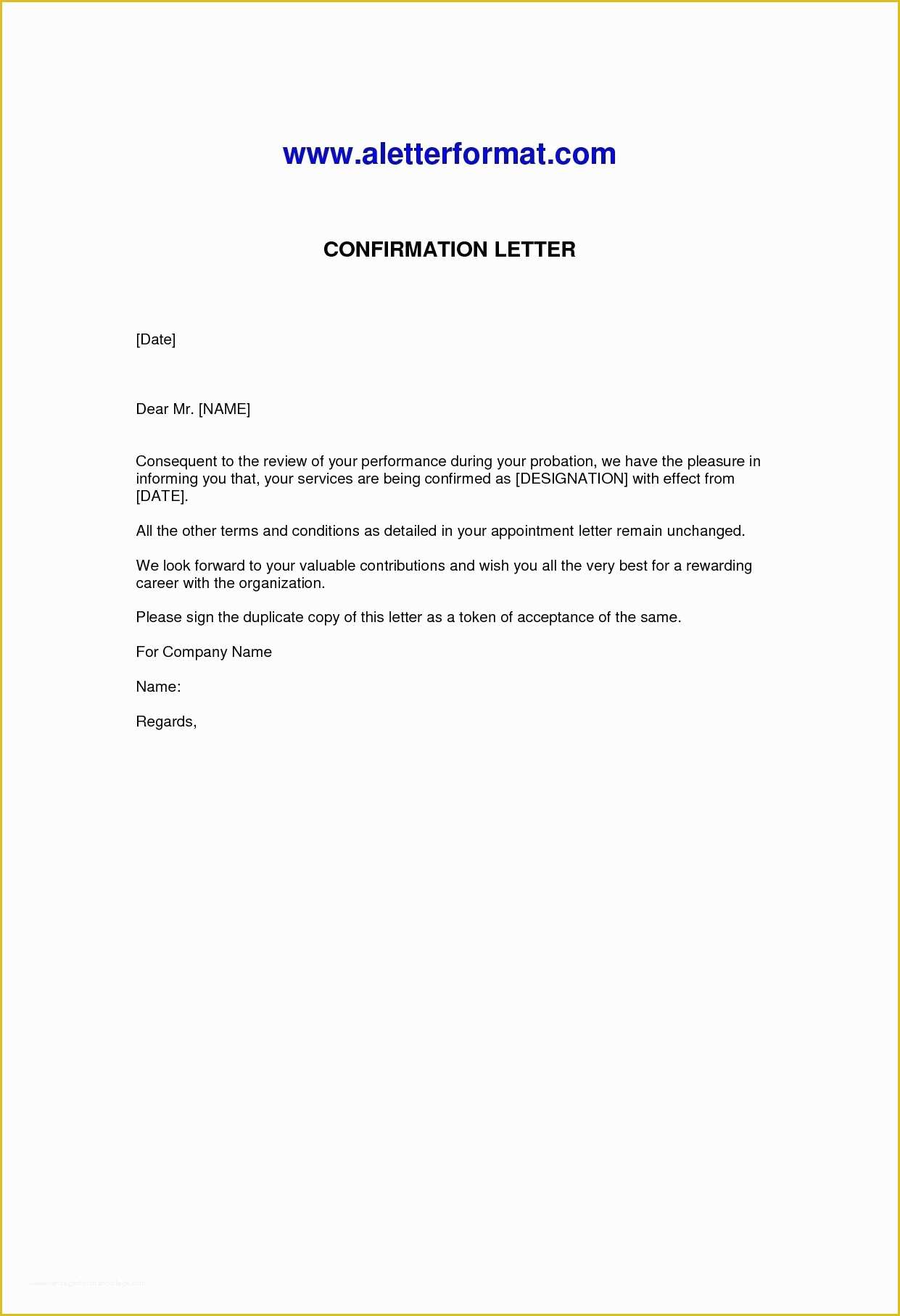 Letter Confirming Employment Free Template Of Employment Confirmation Letter Template Doc Samples