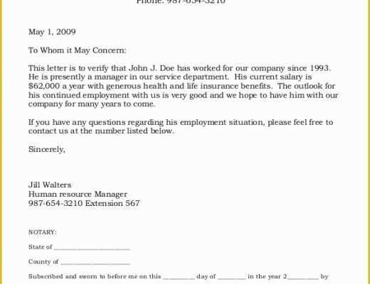 Letter Confirming Employment Free Template Of Employment Verification Letter 8 Free Pdf Documents