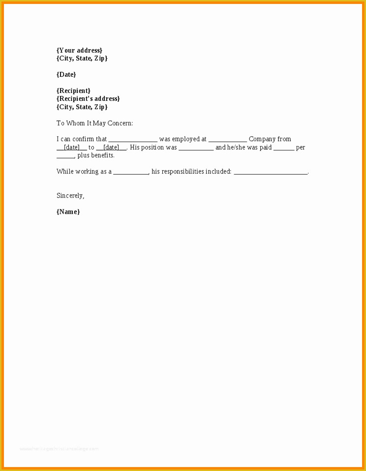 Letter Confirming Employment Free Template Of Letter Confirming Employment Free Download Printable