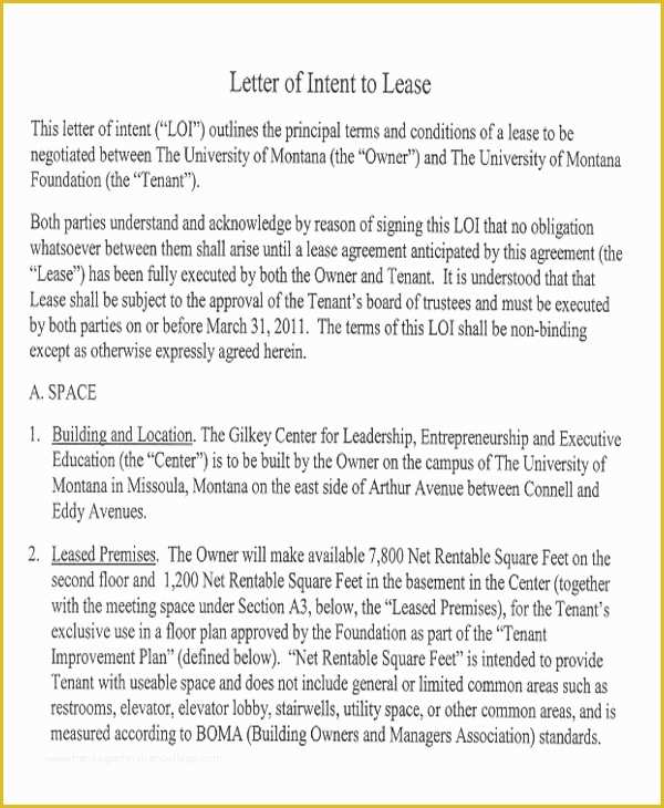 Letter Of Intent to Lease Template Free Of 14 Sample Lease Proposal Letters Pdf Pages