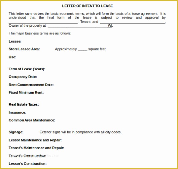 Letter Of Intent to Lease Template Free Of 33 Letter Of Intent Templates Free Word Sample Documents