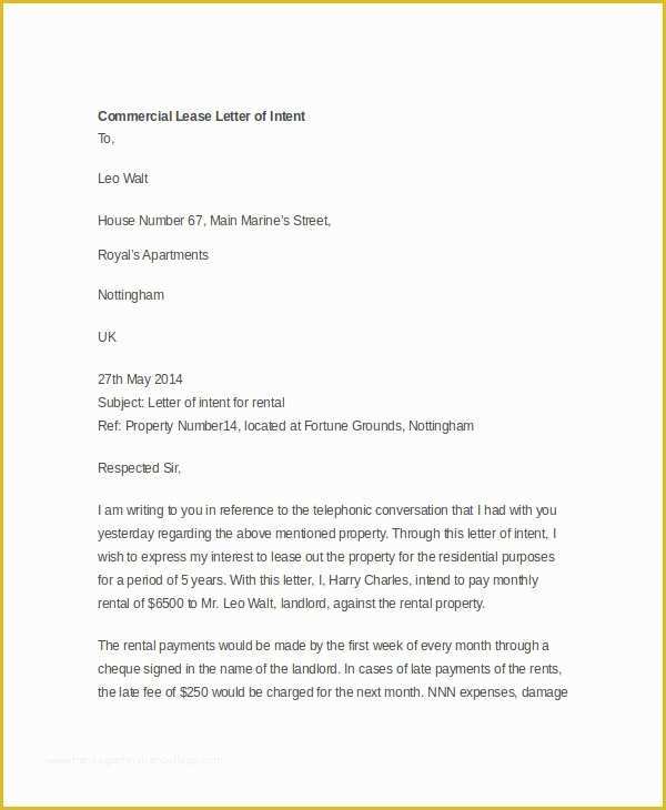 Letter Of Intent to Lease Template Free Of 39 Letter Of Intent Templates Free Word Documents