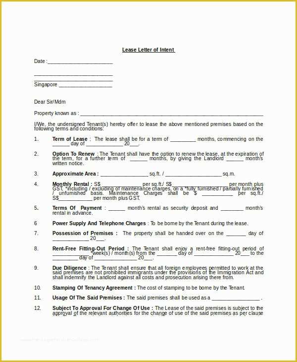 Letter Of Intent to Lease Template Free Of 39 Letter Of Intent Templates Free Word Documents