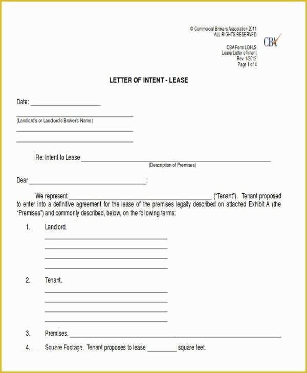 Letter Of Intent to Lease Template Free Of 60 Sample Letter Of Intent