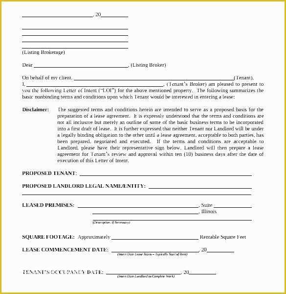 Letter Of Intent to Lease Template Free Of Intent to Lease Template