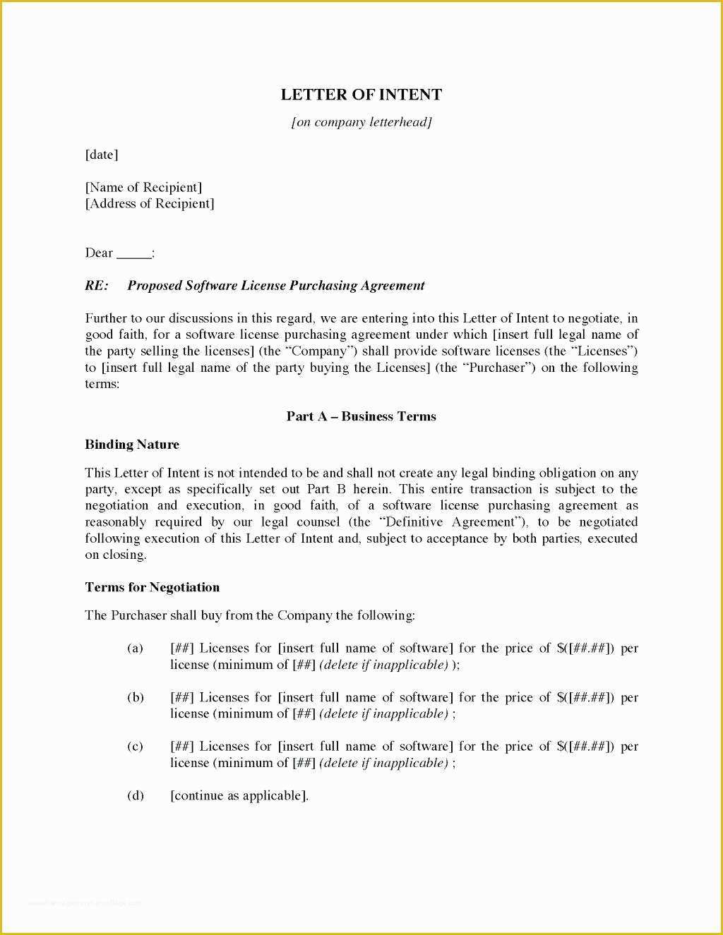 Letter Of Intent to Lease Template Free Of Letter Intent to Sell A Business Template Sample