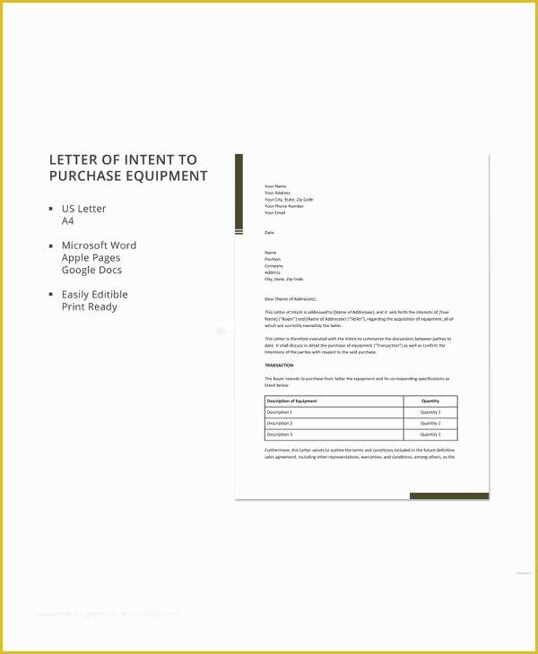 Letter Of Intent to Purchase Business Template Free Of 13 Purchase Letter Intent Templates Doc Pdf