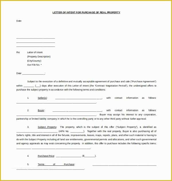 56 Letter Of Intent to Purchase Business Template Free