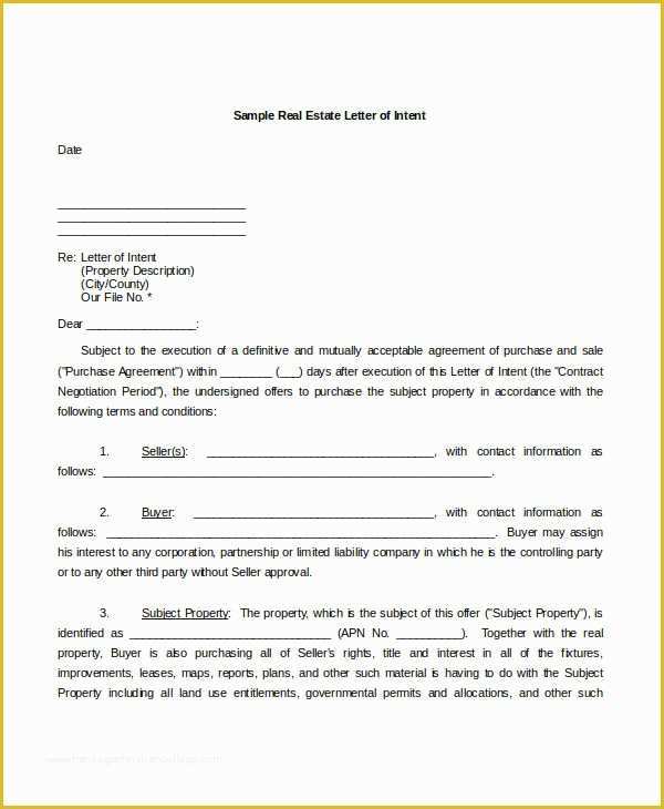 Letter Of Intent to Purchase Business Template Free Of 39 Letter Of Intent Templates Free Word Documents