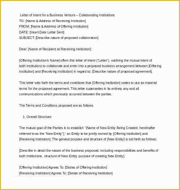 Letter Of Intent to Purchase Business Template Free Of Business Letter Intent Templates Doc Free Premium