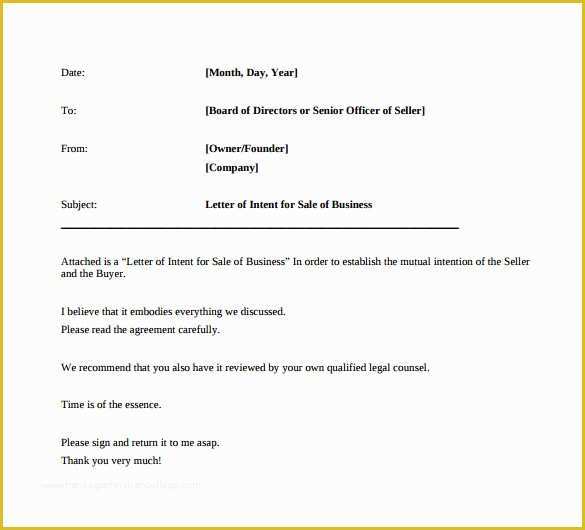 Letter Of Intent to Purchase Business Template Free Of Letter Intent to Purchase Business 8 Free Samples