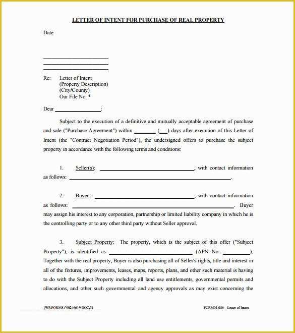 Letter Of Intent to Purchase Business Template Free Of Letter Of Intent Real Estate