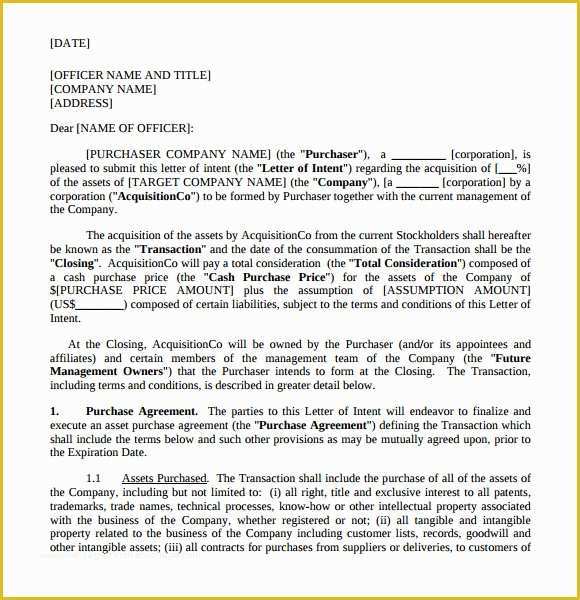 Letter Of Intent to Purchase Business Template Free Of Letter Of Intent to Purchase 9 Download Free Documents