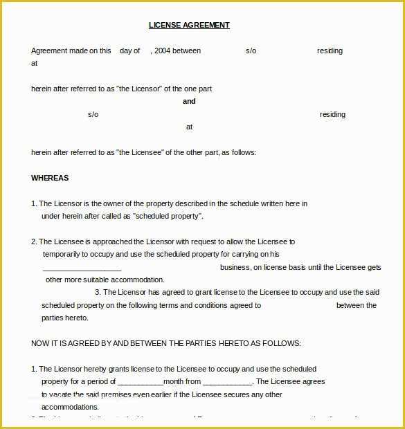 Licence Agreement Template Free Of 35 License Agreement Templates Free Word Pdf format