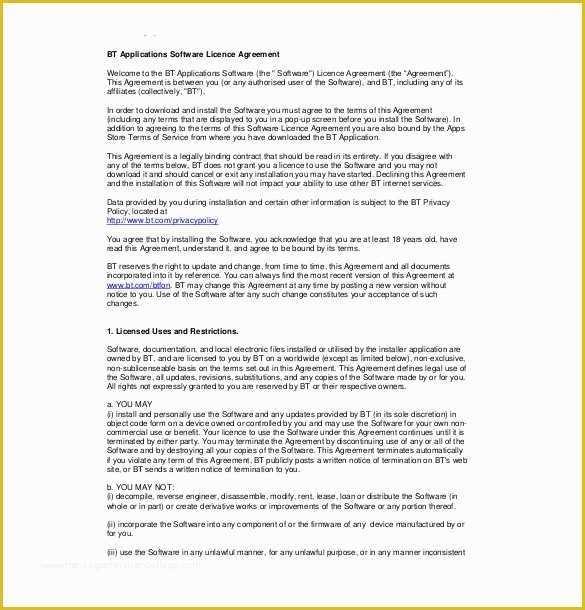 Licence Agreement Template Free Of 35 License Agreement Templates Free Word Pdf format