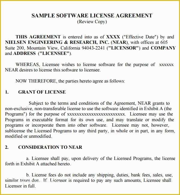 Licence Agreement Template Free Of 6 Free software License Agreement Templates Excel Pdf