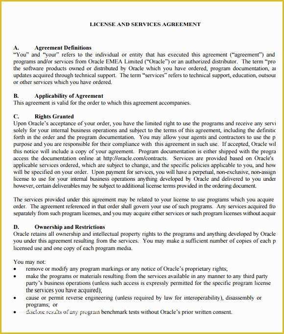 Licence Agreement Template Free Of 6 Sample Licensing Agreements