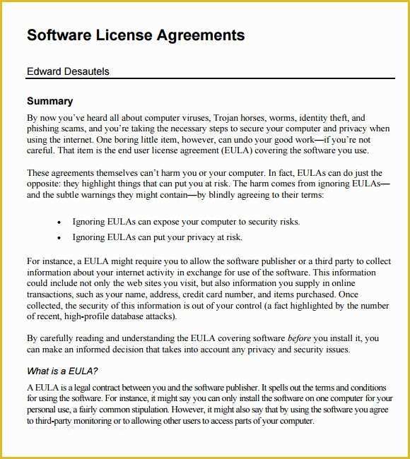 Licence Agreement Template Free Of 8 software License Agreement Samples