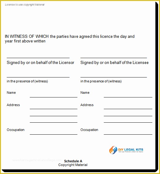 Licence Agreement Template Free Of Copyright License Agreement Template
