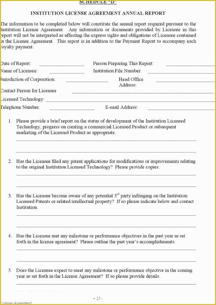 Licence Agreement Template Free Of Free License Agreement Template Non Exclusive Patent