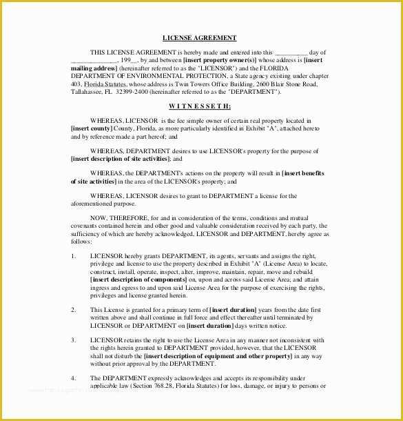 Licence Agreement Template Free Of License Agreement Template – 11 Free Word Pdf Document