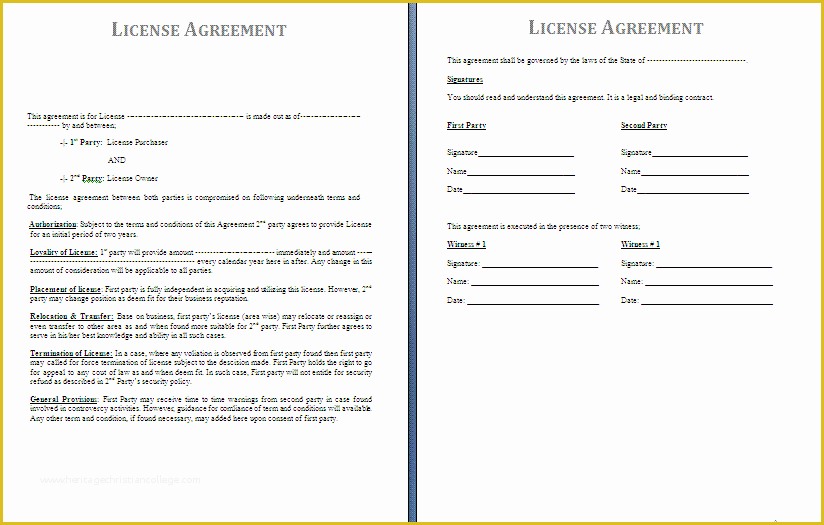 Licence Agreement Template Free Of License Agreement Template