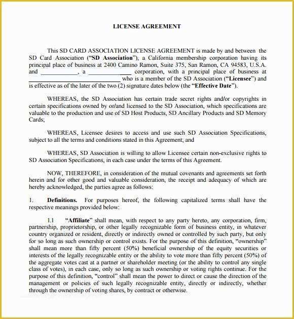 Licence Agreement Template Free Of Licensing Agreement – 7 Free Samples Examples format