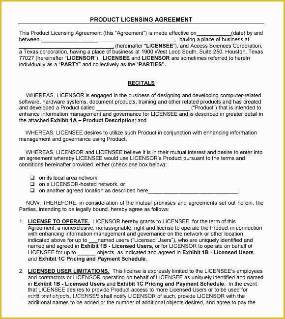 Licence Agreement Template Free Of Licensing Contract Template – Arabnormafo