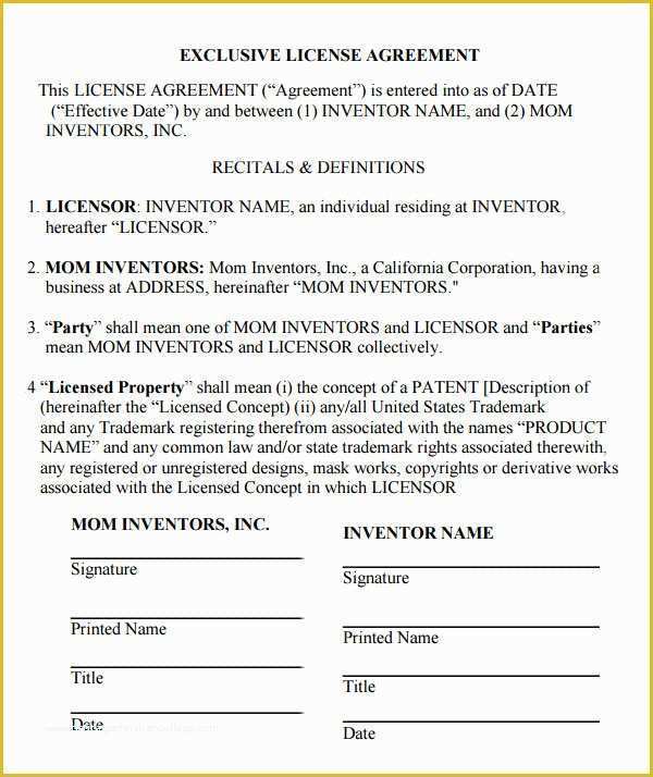 Licence Agreement Template Free Of Sample License Agreement Template 27 Free Documents In