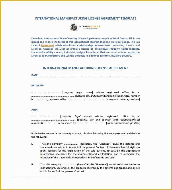 Licence Agreement Template Free Of Sample License Agreement Template 27 Free Documents In