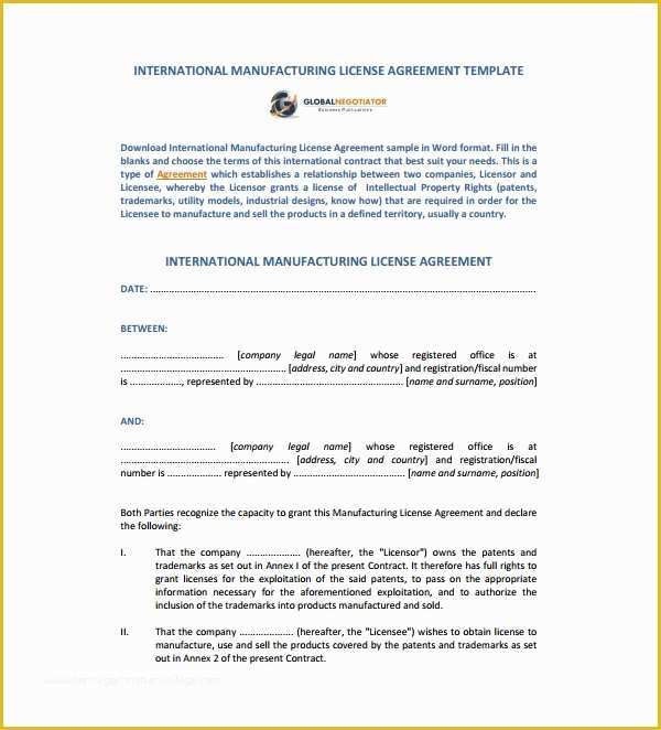 Licence Agreement Template Free Of Sample License Agreement Template 27 Free Documents In