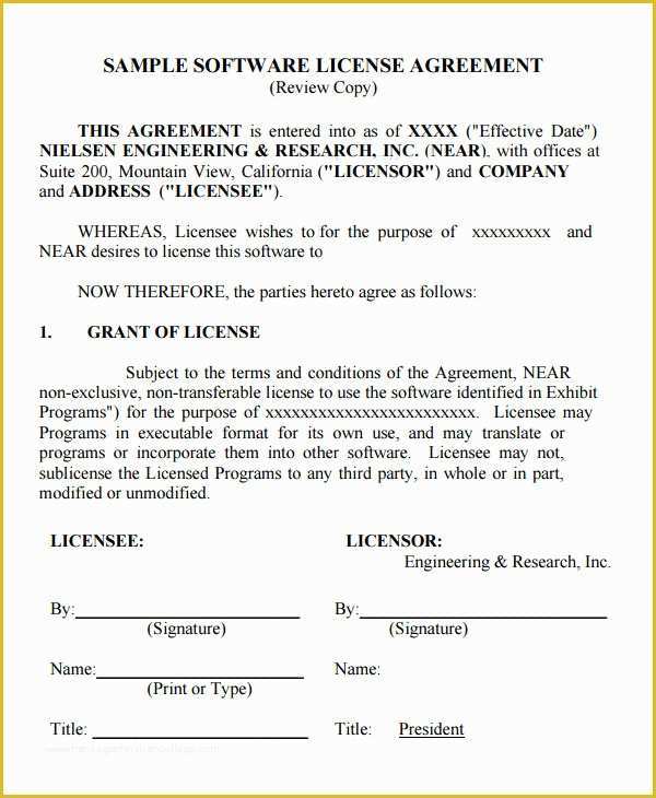 Licence Agreement Template Free Of Sample License Agreement Template 27 Free Documents In