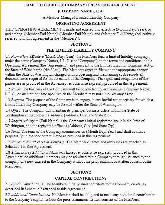 Limited Liability Company Operating Agreement Template Free Of 13 Free Sample Operating Agreement Templates Printable