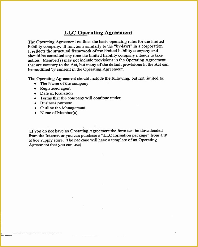 Limited Liability Company Operating Agreement Template Free Of 2018 Llc Operating Agreement Template Fillable