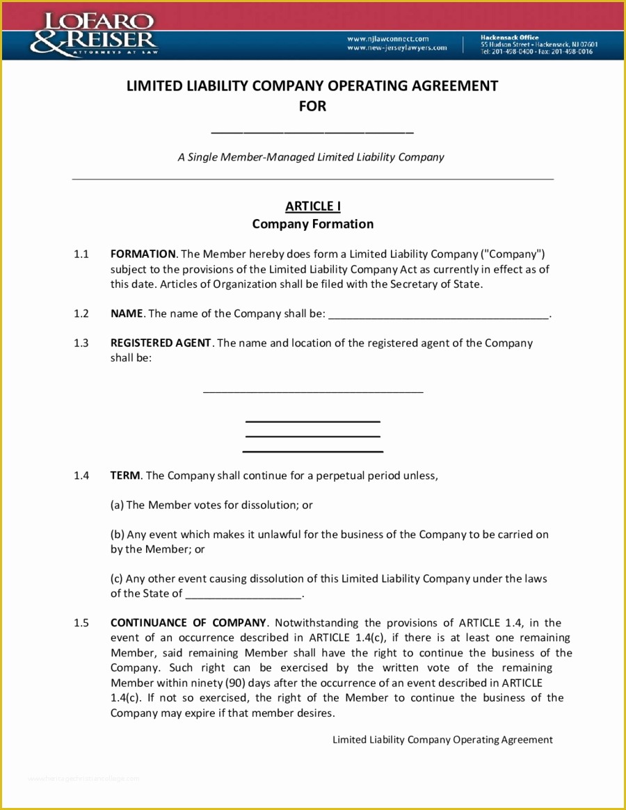 Limited Liability Company Operating Agreement Template Free Of Limited Liability Pany Operating Agreement Download