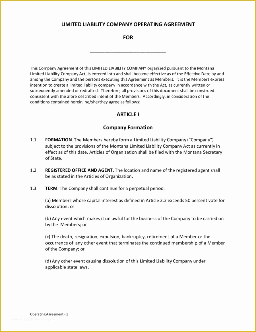 Limited Liability Company Operating Agreement Template Free Of Limited Liability Pany Operating Agreement Edit Fill