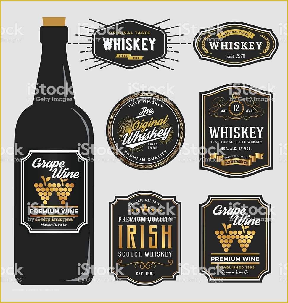Liquor Bottle Label Templates Free Of Vintage Premium Whiskey Brands Label Design Template Stock
