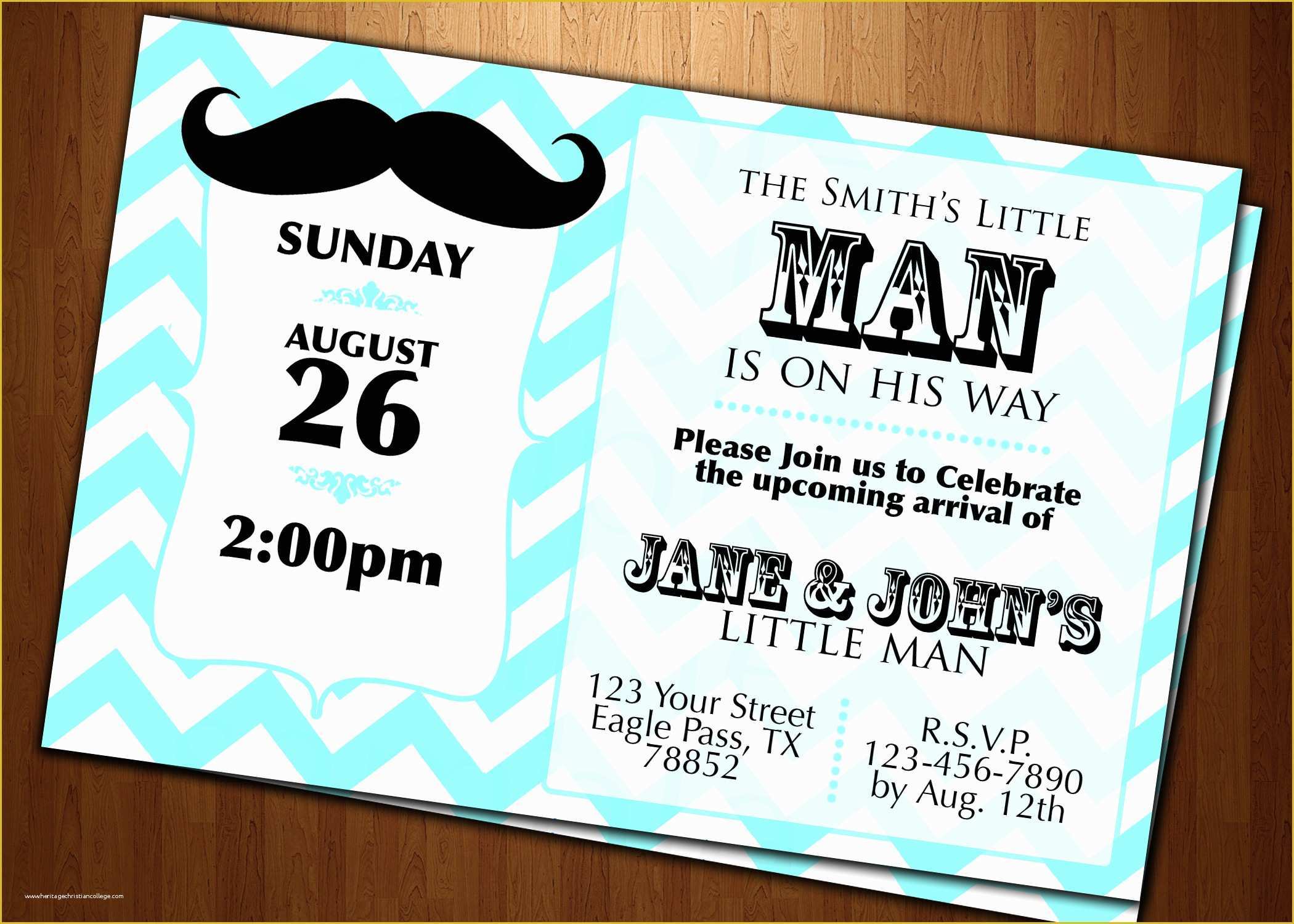 Little Man Birthday Invitation Template Free Of Baby Shower Little Man Mustache Invitation Cards Custom