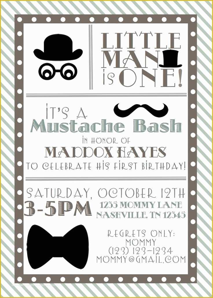 Little Man Birthday Invitation Template Free Of Best 20 Mustache Invitations Ideas On Pinterest