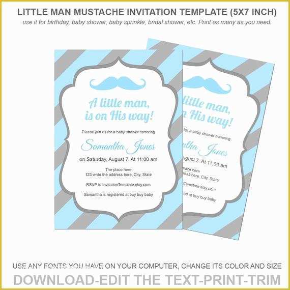 Little Man Birthday Invitation Template Free Of Items Similar to Little Man Mustache Invitation Template