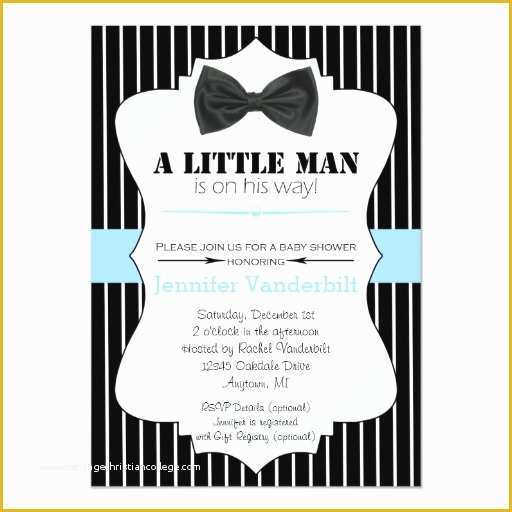 Little Man Birthday Invitation Template Free Of Little Man Bow Tie Baby Shower Invitation