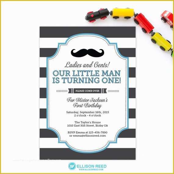 Little Man Birthday Invitation Template Free Of Little Man Invitation First Birthday Invitation Mustache