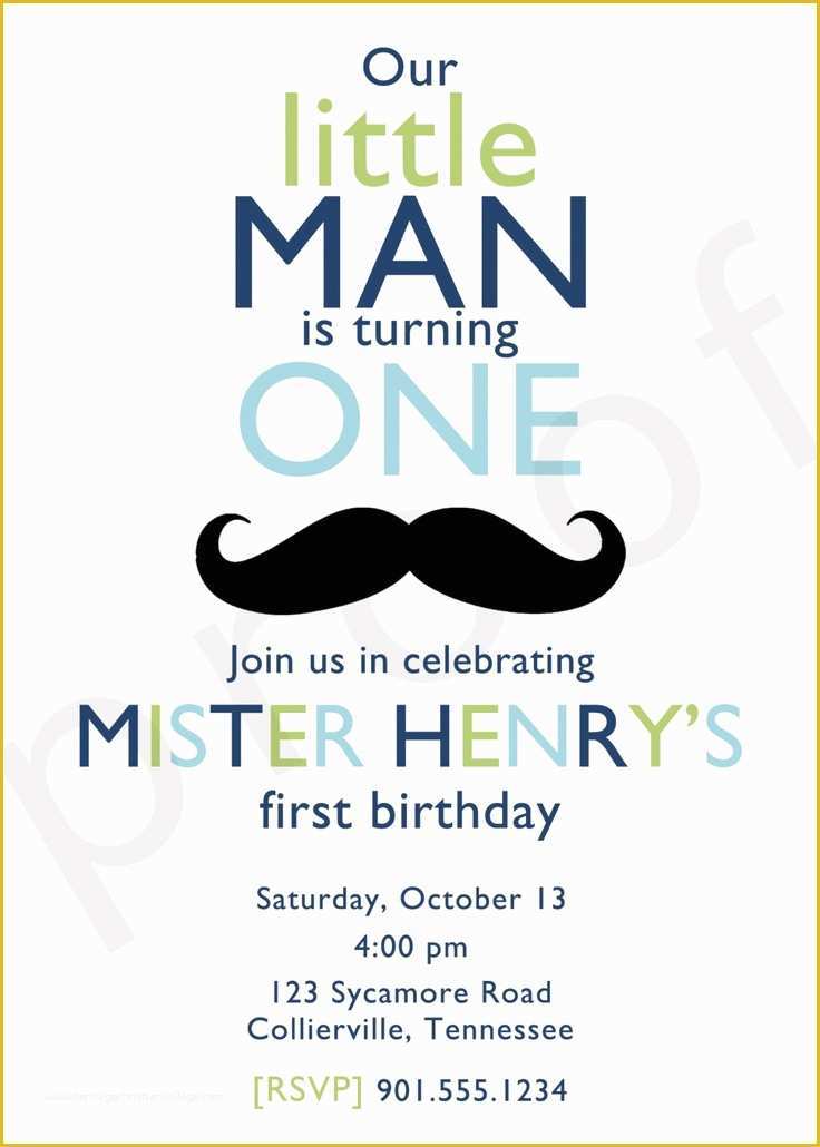 Little Man Birthday Invitation Template Free Of Little Man Mustache Birthday Invitation Custom Diy
