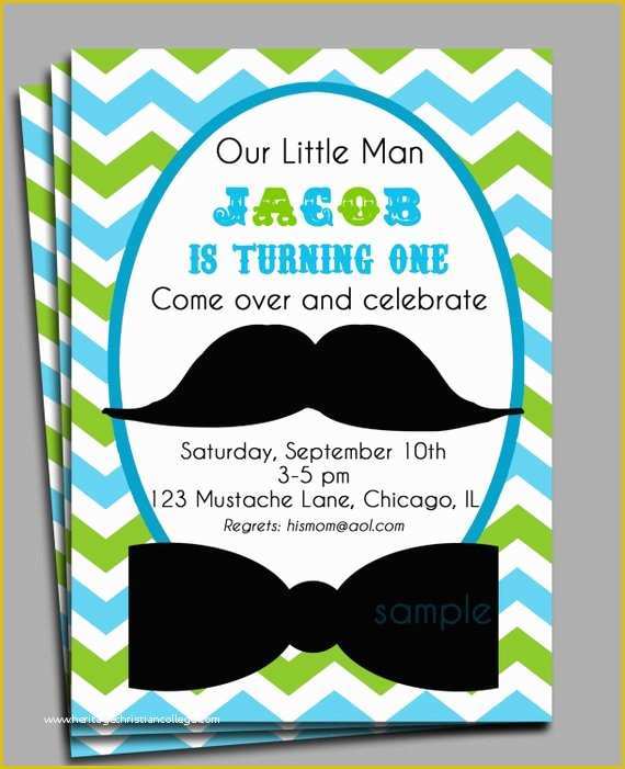 Little Man Birthday Invitation Template Free Of Little Man Mustache Invitation Printable or Printed with Free