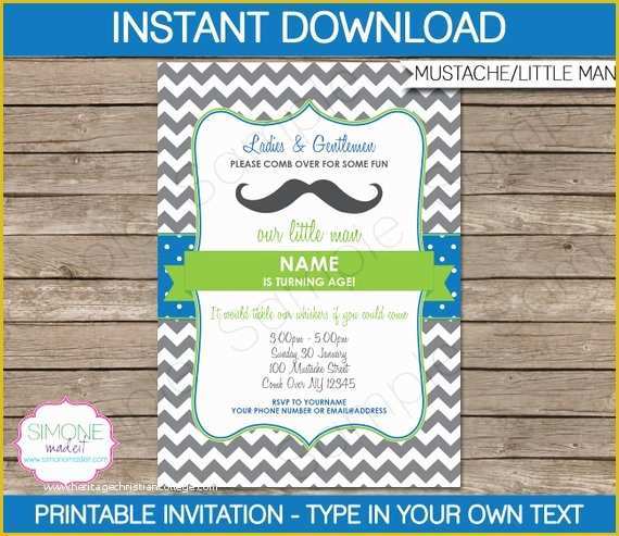 Little Man Birthday Invitation Template Free Of Mustache Invitation Template Little Man Birthday Party