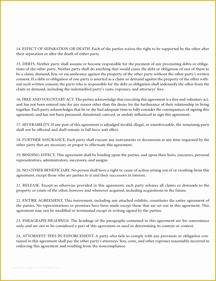 Living together Agreement Template Free Of Cohabitation Agreement Free Download